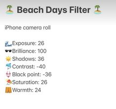 the beach days filter is displayed in this screenshoter's screengrafion