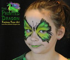 Photo Gallery - The Painted Dragon -- Face painting for the Quad Cities and surronding areas. Paint Butterflies, Face Painting Ideas For Kids, Paint Butterfly, Dragon Face Painting, Green Face Paint, Painting Butterflies