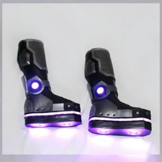 pair of black and purple lights up skates