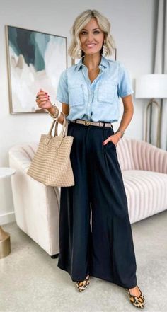 Principal Interview Outfit, Principal Outfits, Wide Leg Pants Outfit Work, Wide Leg Trousers Outfit, Work Outfits Frauen, Dress Pants Outfits, Wide Leg Pants Outfit, Style Wide Leg Pants, Business Conference