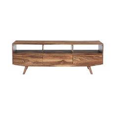 the sideboard is made out of wood and has two drawers, one with glass doors