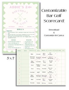 the customizable bar golf score card