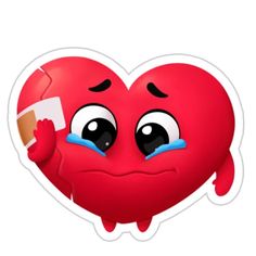 a heart shaped sticker with an emoticive expression