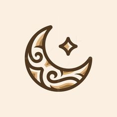 a crescent with a crown on it and waves in the shape of a moon logo