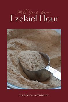 a spoon is in the middle of a bowl filled with sand and flour on top of it