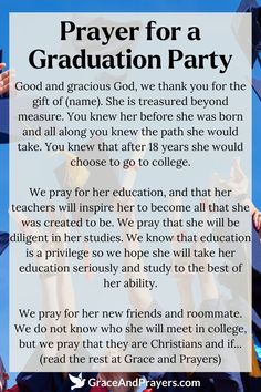 graduation party prayer for a graduate