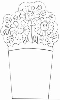 a flower pot with daisies in it coloring page for adults and children to color