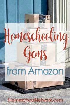 boxes stacked on top of each other with the words homeschooling gems from amazon