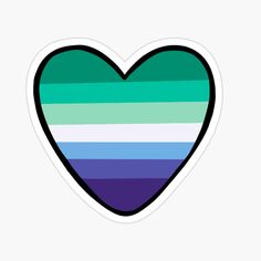 a heart shaped sticker with multi - colored stripes on the bottom and black outline