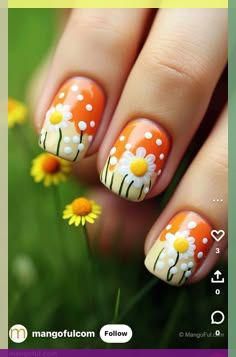 Fun Spring Nails Design 2024, Spring Fingernail Ideas, Nails May 2024, Fun Spring Nails 2024, Spring Fingernails, May Nails Ideas 2024, Nail Art Fancy, Wild Flower Nails, Nail Designs Flowers