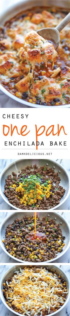 cheesy one - pan enchilada bake is an easy and delicious appetizer