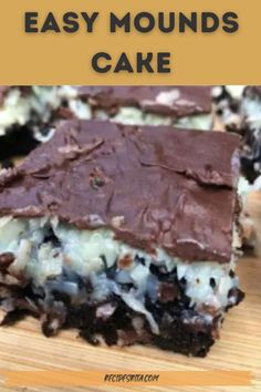 easy no bake dessert with chocolate and marshmallows in the middle on a wooden cutting board