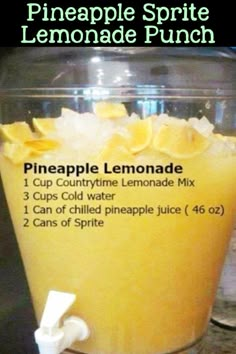 a pineapple lemonade punch recipe in a blender with instructions on how to make it