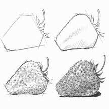 four different types of strawberries are shown in this drawing lesson for children to learn how to draw