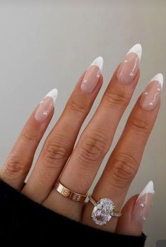 Press On Nails Medium, Nails Medium, Pearl Nails, Nails For Women, Nails Almond, Stick On Nails, French Tip Nails