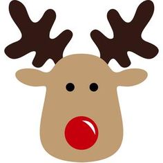 a reindeer's head with red nose and antlers