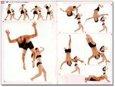 a woman in black swimsuit doing various poses