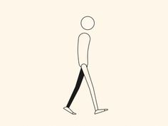 a drawing of a person walking with one foot on the ground