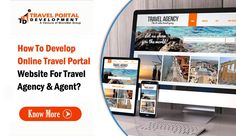 the website for travel agencies is displayed in front of a computer and tablet on a desk