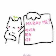 a drawing of a dog holding a sign that says marry me aves bia club