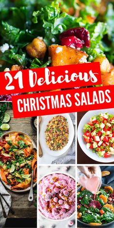 twelve delicious christmas salads with text overlay