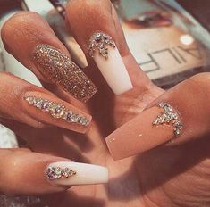 ♚ Pinterest:hanayahp ♚ Design Nails, Nail Art Wedding, White Nail, Birthday Nails, Prom Nails, Bling Nails, Dope Nails, Nail Arts