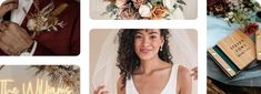 a collage of wedding photos with flowers