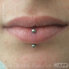 A vertical labret piercing by Tyler McClure. Verticle Labret Lip Piercing Aesthetic, Vertical Labret Piercing Small Lips, Vertical Lip Piercing, Piercing Vertical Labret, Central Labret