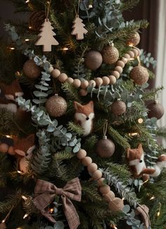 a christmas tree decorated with ornaments and lights