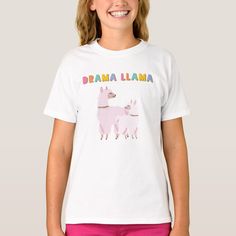 Drama Llama Kids T-Shirt Childrens Christmas Gifts, Monogram Kids, Cute Alpaca, Cute Llama, Unicorn Tshirt, Childrens Christmas, Personalized T Shirts, White T, Girls Shopping