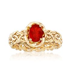 Fire Opal Byzantine Ring in 14kt Yellow Gold | Ross-Simons Flame Butterfly, Byzantine Ring, Byzantine Earrings, Remy Lebeau, Byzantine Rings, Peter Maximoff, Johnny Blaze, Byzantine Necklace, Swiss Blue Topaz Ring