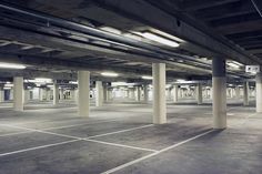 an empty parking garage with no people in it