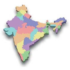 a colorful map of india with all the states colored in bright colors on white background