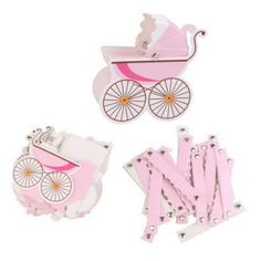 pink and white baby carriage cut outs