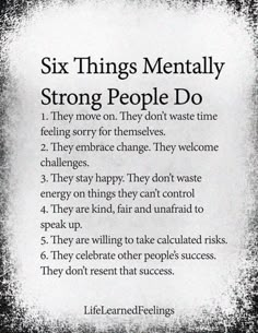 a sign that says six things mentally strong people do