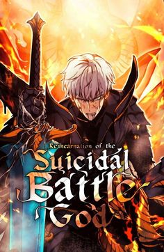 an anime character with white hair holding two swords and the words, shodal battle god