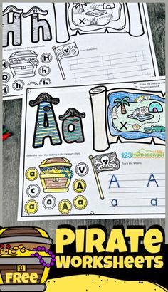 pirate worksheets for kids to practice letter recognition