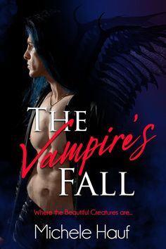 the vampire's fall book cover with an image of a man in black wings