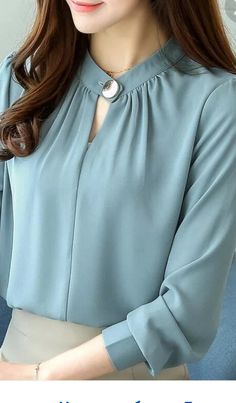 Shirt Blouse Pattern, Chiffon Blouses Designs, Colorful Blouses, Plain Blouse, The Office Shirts