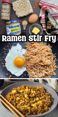 the ingredients for ramen stir fry are shown