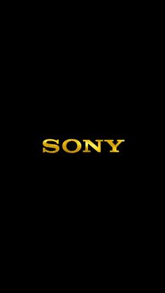 the sony logo is shown in gold on a black background