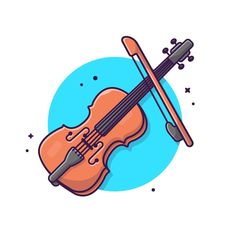 an orange violin sitting on top of a blue circle