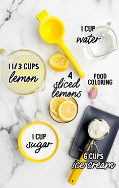 the ingredients to make lemon ice cream