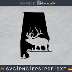 the state of indiana with an elk and antelope silhouetted on it's side