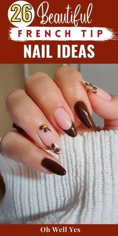 Fall French Manicure Designs, Autumn French Tip Nails, Fall French Tip Nails Designs, Autumn French Nails, Cute French Tips, Bright Summer Nails Designs, Glitter French Nails, Glitter French Tips