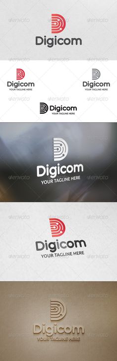 four different logos with the words digicom on them