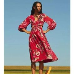 Nwt Anthropologie Ranna Gill Red Motif Floral Cut-Out Midi Dress Red Long Sleeve Dress For Garden Party, Red Midi Dress For Spring Garden Party, Long Sleeve Wedding Guest Dresses, Eyelet Maxi Dress, Long Sleeve Wedding, Night Out Dress, Cutout Dress, 50 Fashion, Anthropologie Dress