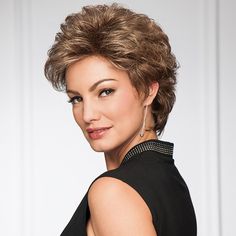 GABOR® COLLECTIONStyle is shown in color: G2+ - Licorice MistStyle is shown in color: G10+ - Nutmeg MistStyle is shown in color: G17+ - Vanilla Mist A short shag silhouette featuring slightly waved all-over layers that fall to a collar length nape. Gabor Wigs, Wig Companies, Short Hair With Layers, Short Wigs, Cap Hair, Short Curly Hair, Heat Styling Products, Pixie Hairstyles, Short Hair Cuts For Women