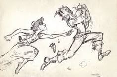 a drawing of two people jumping in the air with one holding his hand out to another person