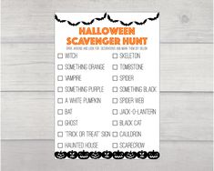 a printable halloween scavenger hunt